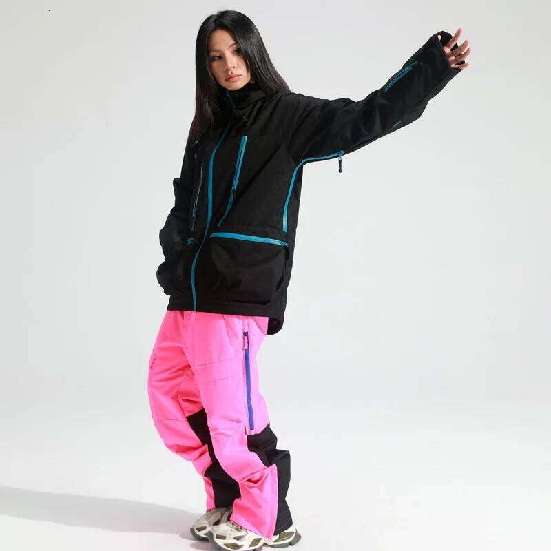 Outdoor Set Professional Snowboard Outfit Warm Waterproof Windproof Abrasion-Resistant Loose Ski Pants Women Snow Suit