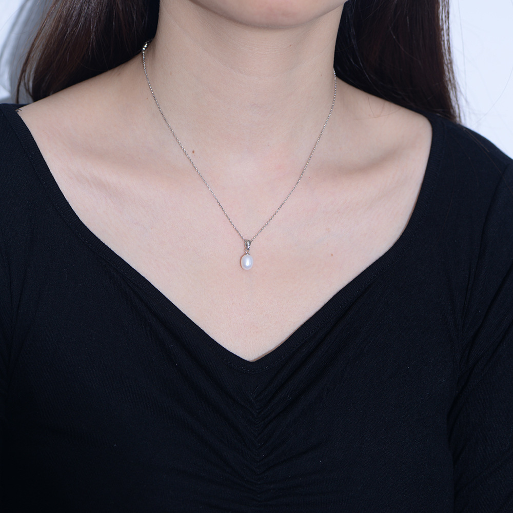 XF800 Pure 18K Yellow Gold Necklace Pendant Natural Freshwater Pearl Trendy Party Gift Real Au750 Fine Jewlery For Women D221 240719