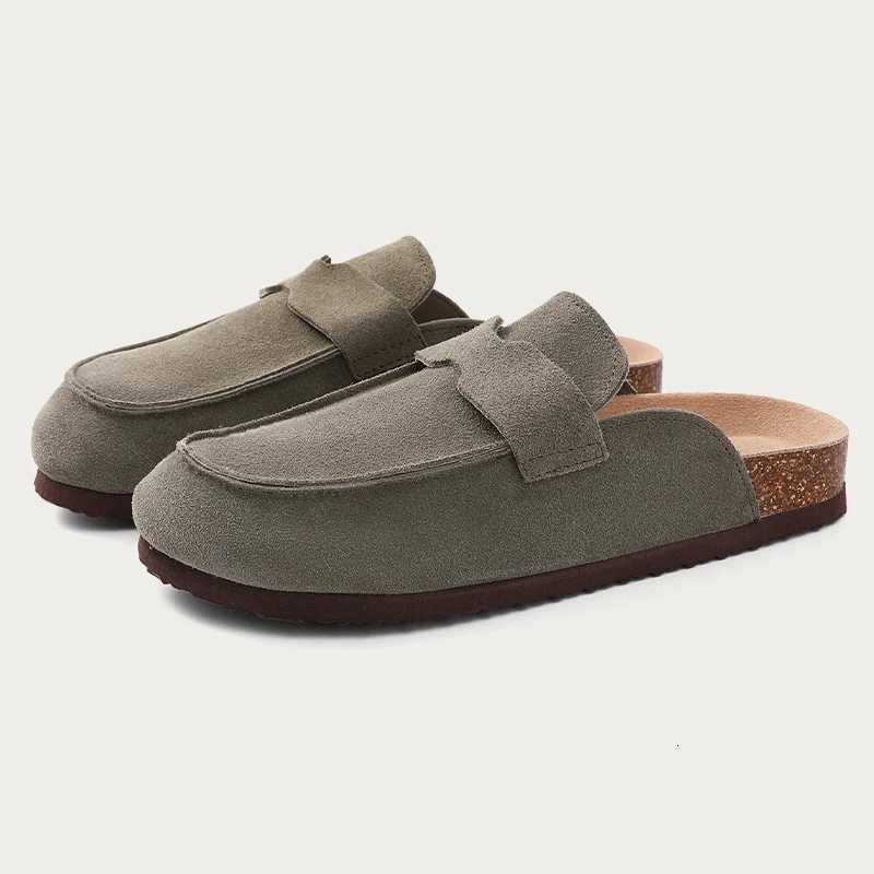 Kidmi New Men Suede Clogs Slippers Soft Women Mules Summer Cork Clogs Slippers Outdoor Beach Sandals Fashion Nonslip Home Shoes W250905