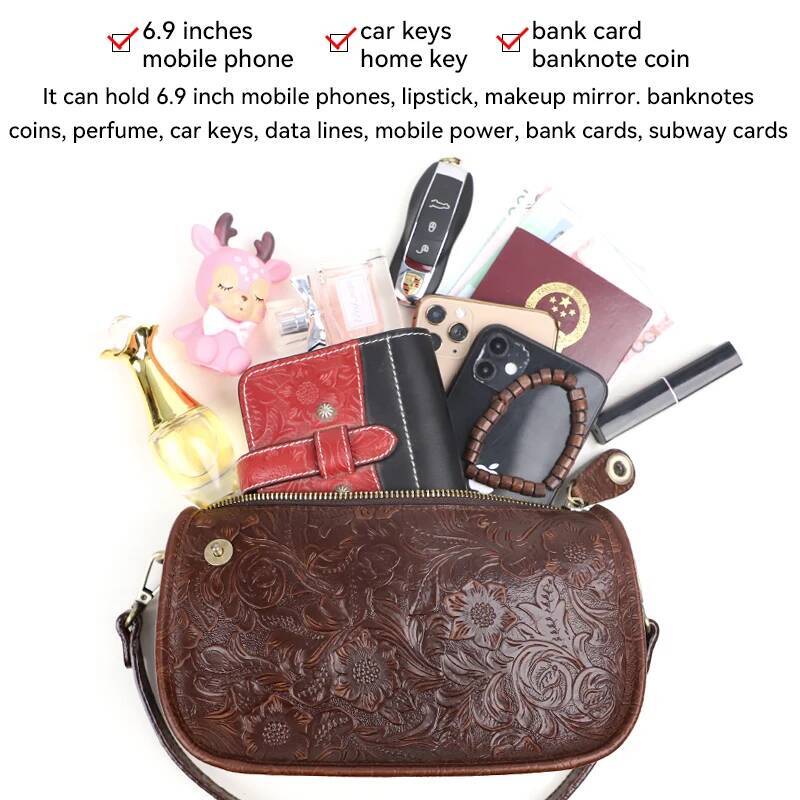 Solid Color Design Underarm Tote Fashion Genuine Leather Crossbody Messenger Handbag Retro Women's Shoulder Bag