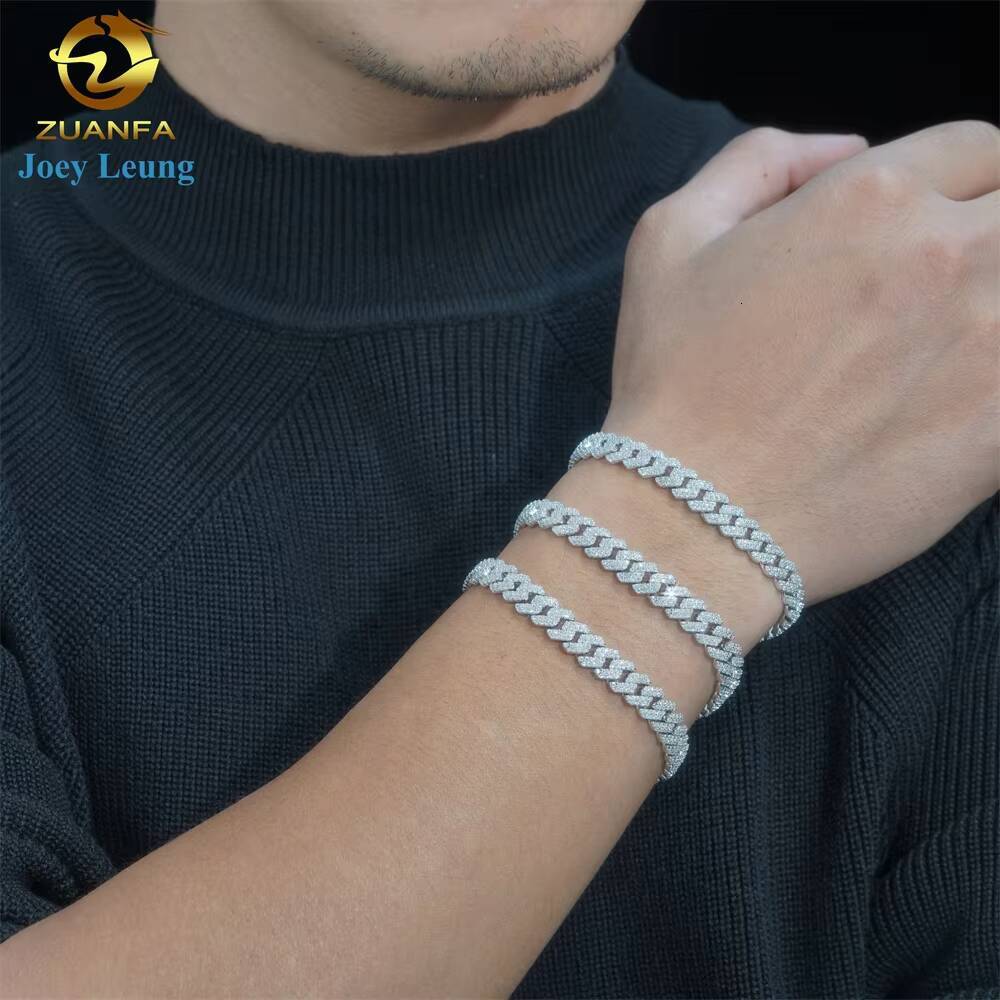 Ready to Ship Hot Selling Fine Jewelry 925 Sterling Silver Soft 8mm Iced Out NecklaceVVS Diamond Moissanite Cuban Link Chain