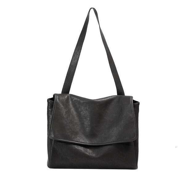 Qiu Zhen New Vegetable-Tanned Top Layer Cowhide Flap Messenger Soft Leather Single Shoulder Crossbody Large Capacity Commuter Bag