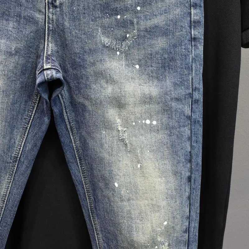 High Street Harajuku Korean Luxury Clothing Mens Casual Denim Pencil Pants Spring and Autumn Washed Jeans Cowboy Pants for Men W250905