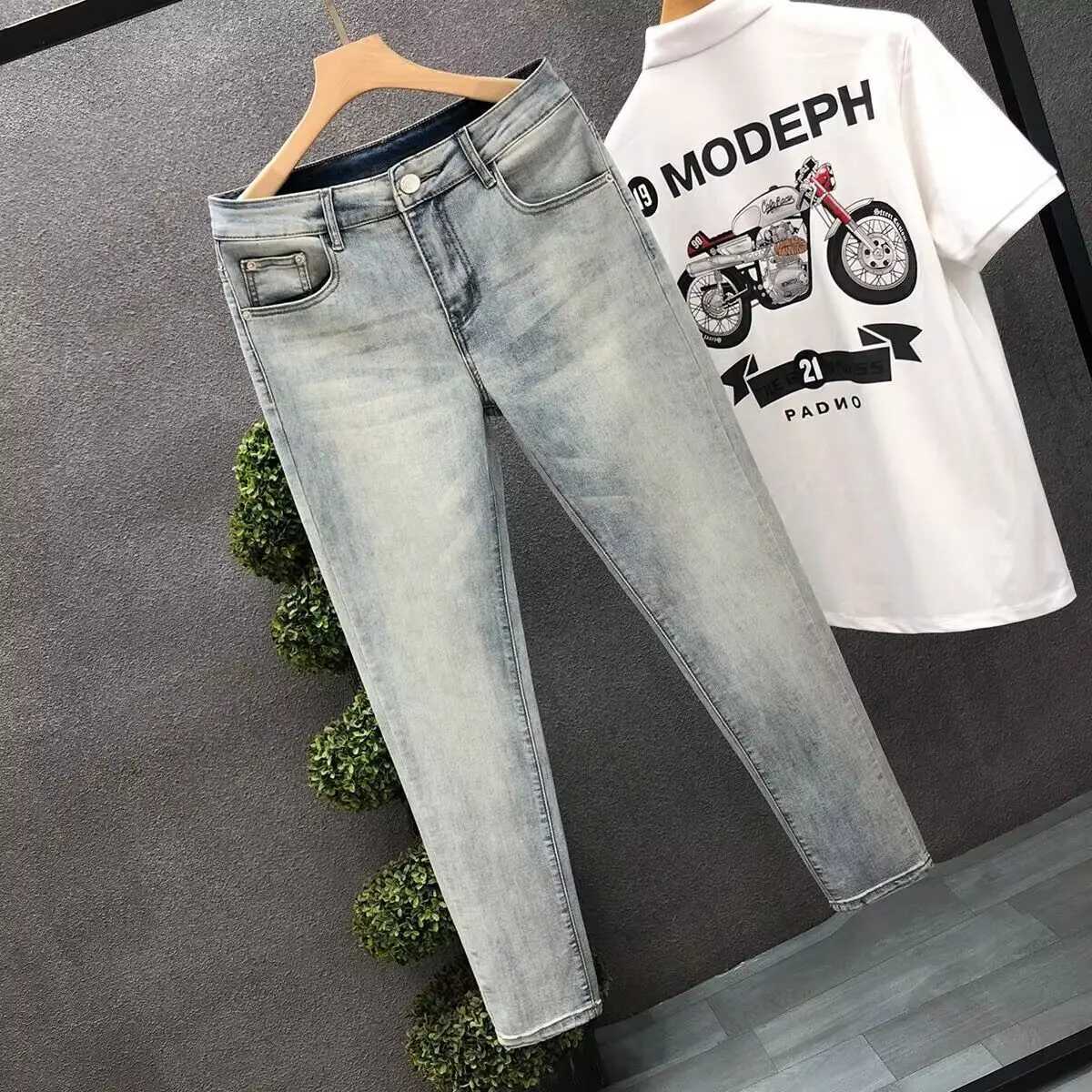 Luxury Fashion Designer Vintage Slim Fit Mens Denim Jeans Casual Korean Spring and Autumn Stretch Washed Trousers Male Jeans W250905