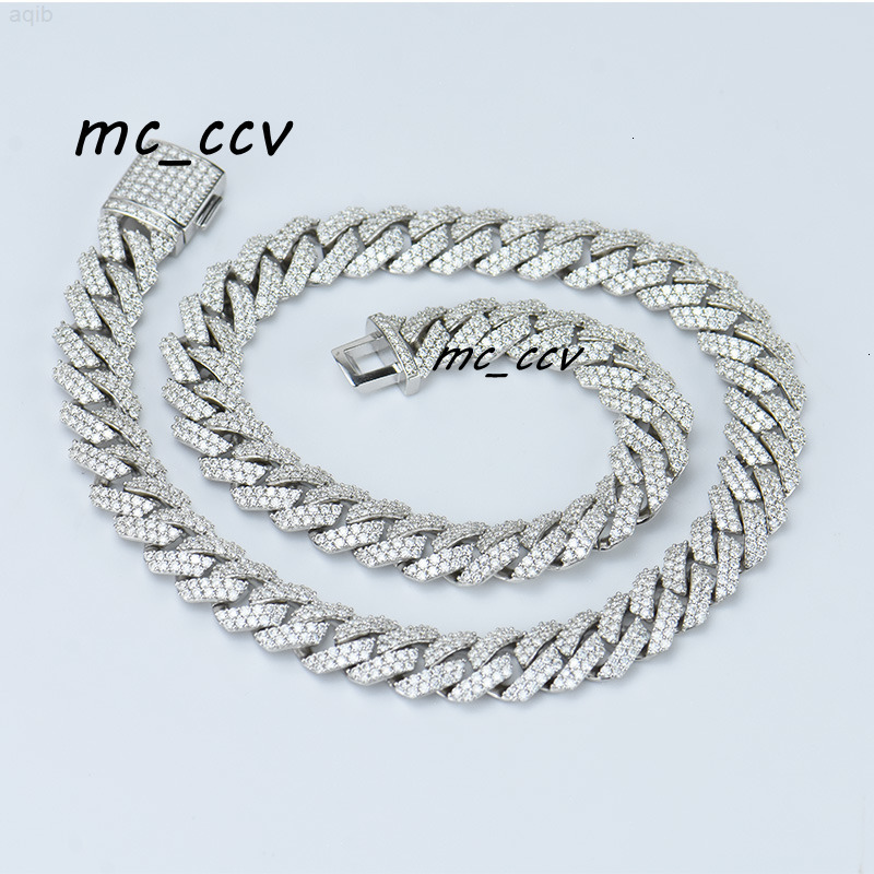 Moissanite Diamond Cuban Link Chain Gold Over Sterling Silver Men Women in White Yellow and Rose Gold Gift Box Necklaces Hiphop
