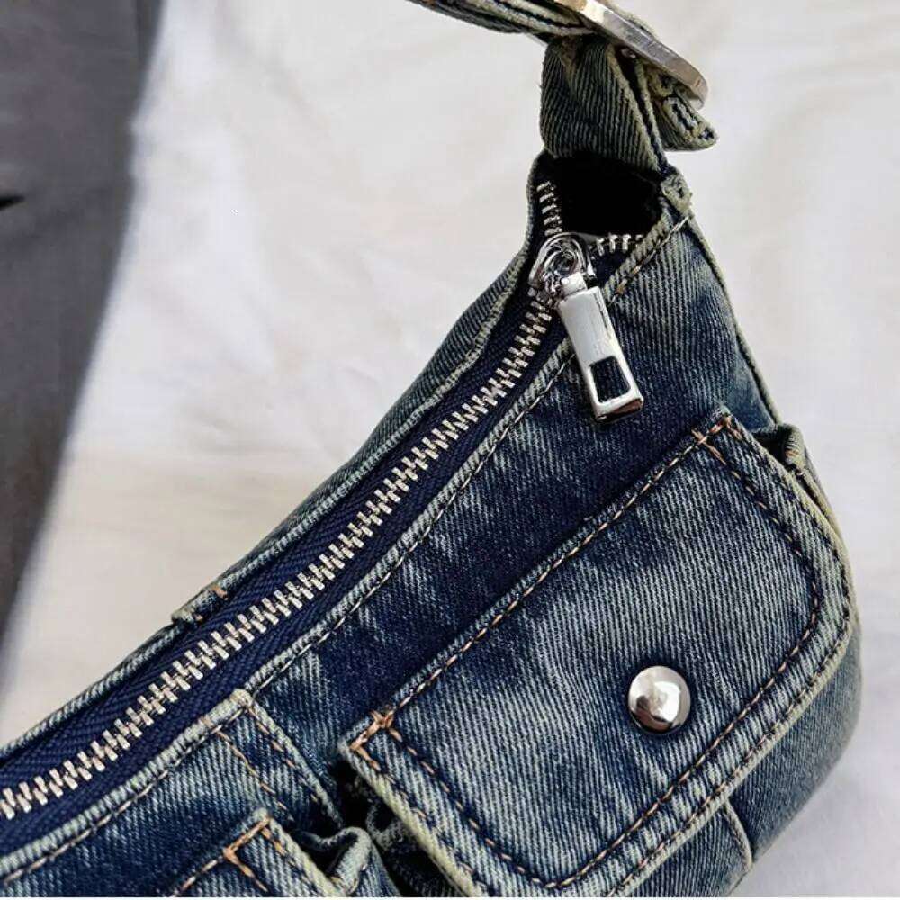 Fashion Handbag Retro Denim Underarm Crossbody Spicy Girl Shoulder Armpit Bag Y2k Cloth Bag Shopping