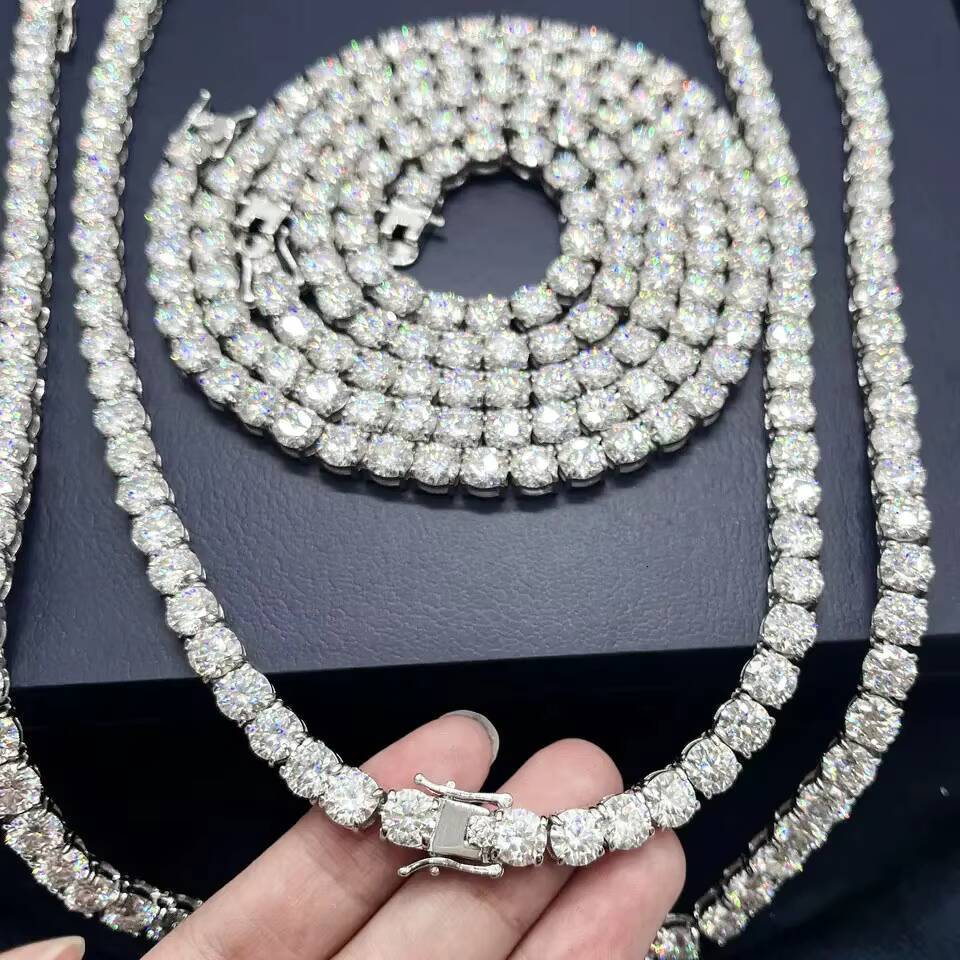 Fine Moissanite Jewelry 65MM With 925 Sterling Silver D Vvs1 Diamond Necklaces Moissanite Tennis Chain Bracelets for Men Women