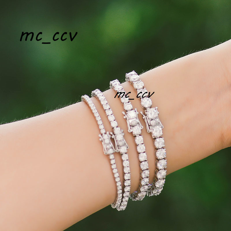 4mm Moissanite Diamond Iced Out Tennis Bracelet Factory Wholesale Bracelets VVS Men Women 14k Solid Gold Bracelet