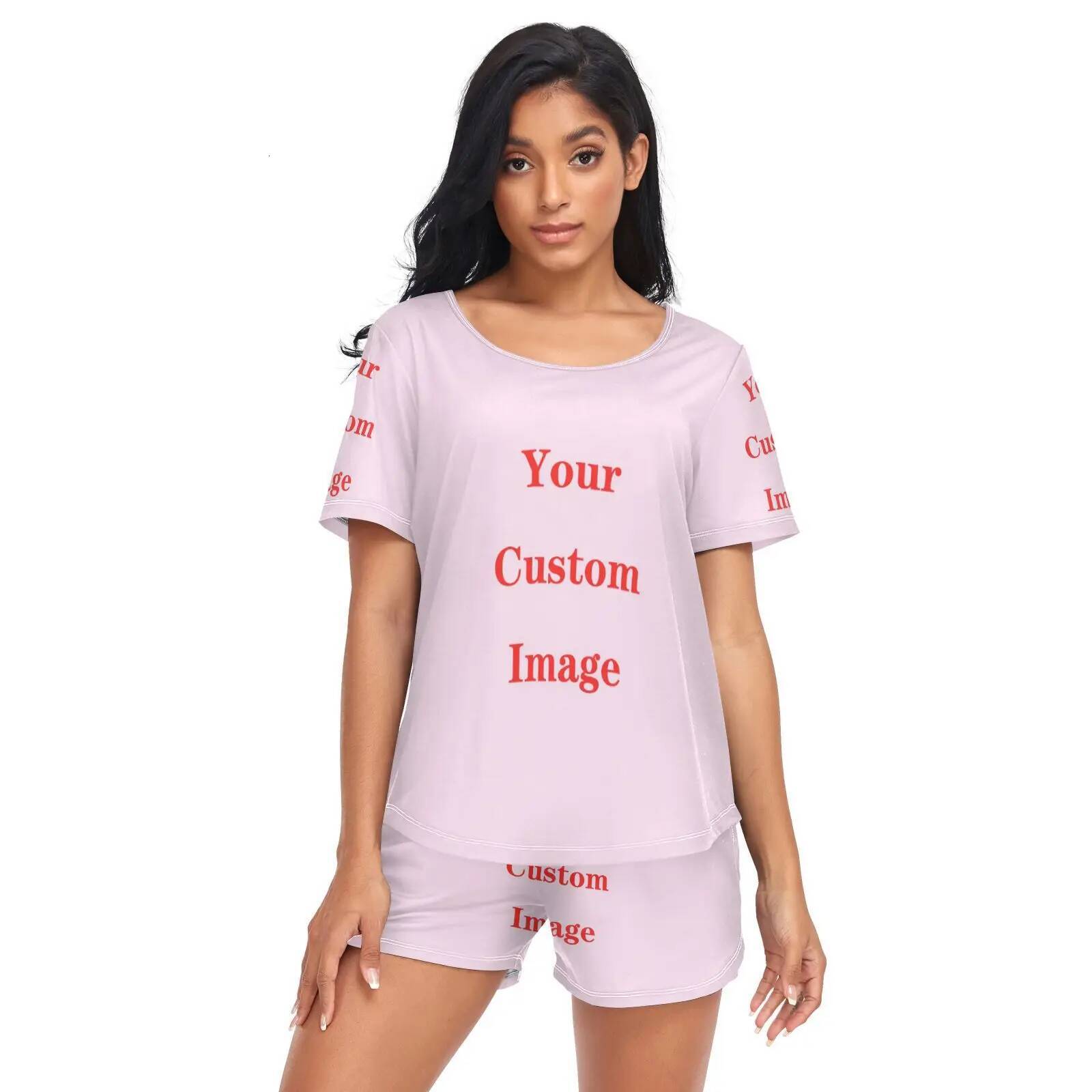 Sleepwear Lovely Home Suits Sexy Pyjama Short Sleeve Pamas Set Customized image 2025 Women Pijamas Girl Spring And Summer 2Xl