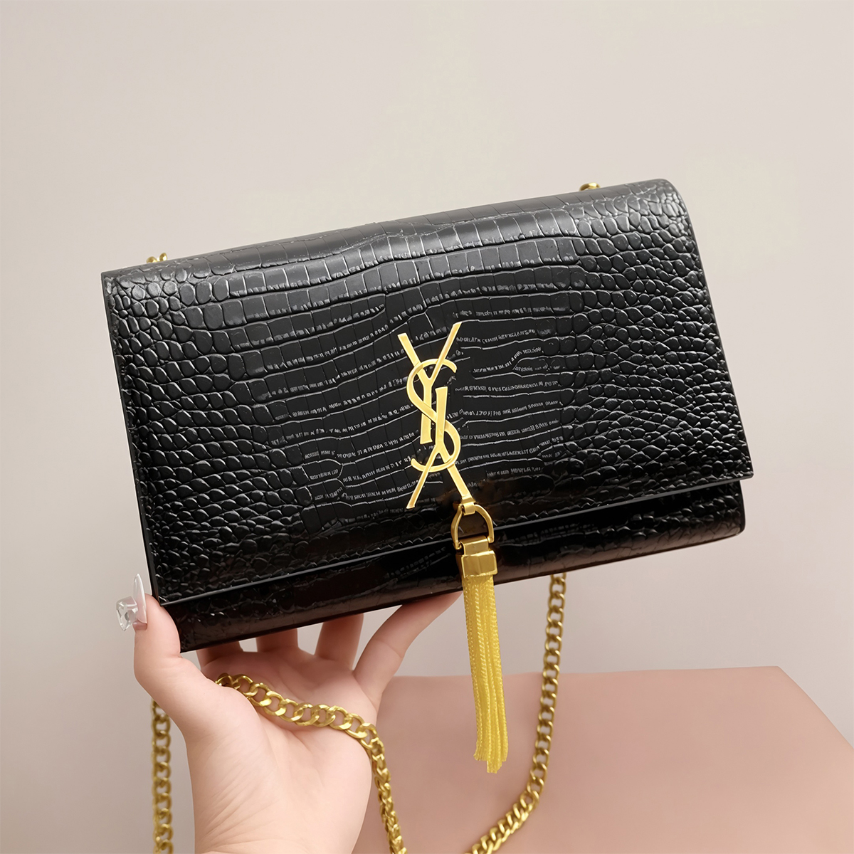 Designer Bag Shoulder Bag Luxury Bag Kate High Quality Women's handbag Purse Crossbody Bag Bright Face Cow Leather tassel Bag Medium Size Black Chain Bag Underarm bag