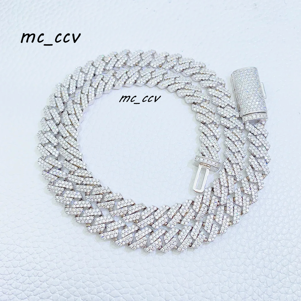 925 Sterling Silver 14K White Gold Plated High Quality Diamond Cuban Chain Mens Hip Hop Style Iced VVS Fine Chokers Necklaces