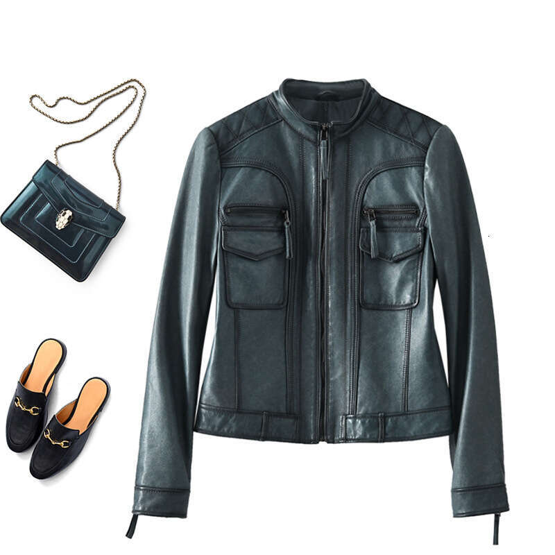 Sassy Genuine Women's Spring New Sheepskin Short Coat Ladies Leather Jacket Top B5