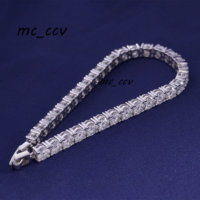 Trendy Moissnaite 925 Sterling Silver Mossanite Diamond Bracelets 3mm Charms for Custom Moissanite Tennis Bracelet for Men Women