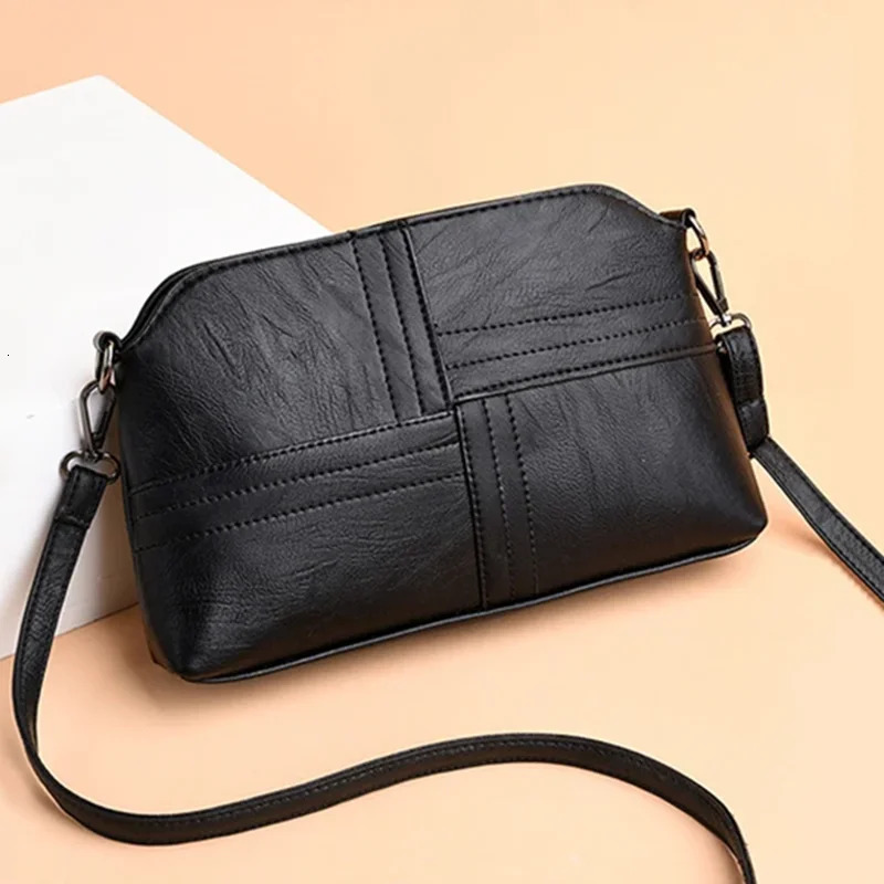 Casual mama Messenger Bags Crossbody PU Leather Black Handbags for Women Small Shoulder Bag Purse 250903