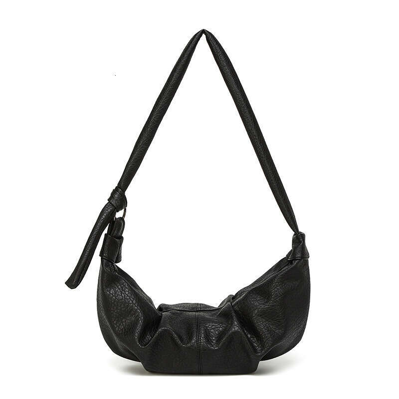 2025 Lazy Casual Versatile Horn Single Shoulder Crossbody Korean Style Large Capacity Soft Leather Sweet Cool Dumpling Bag