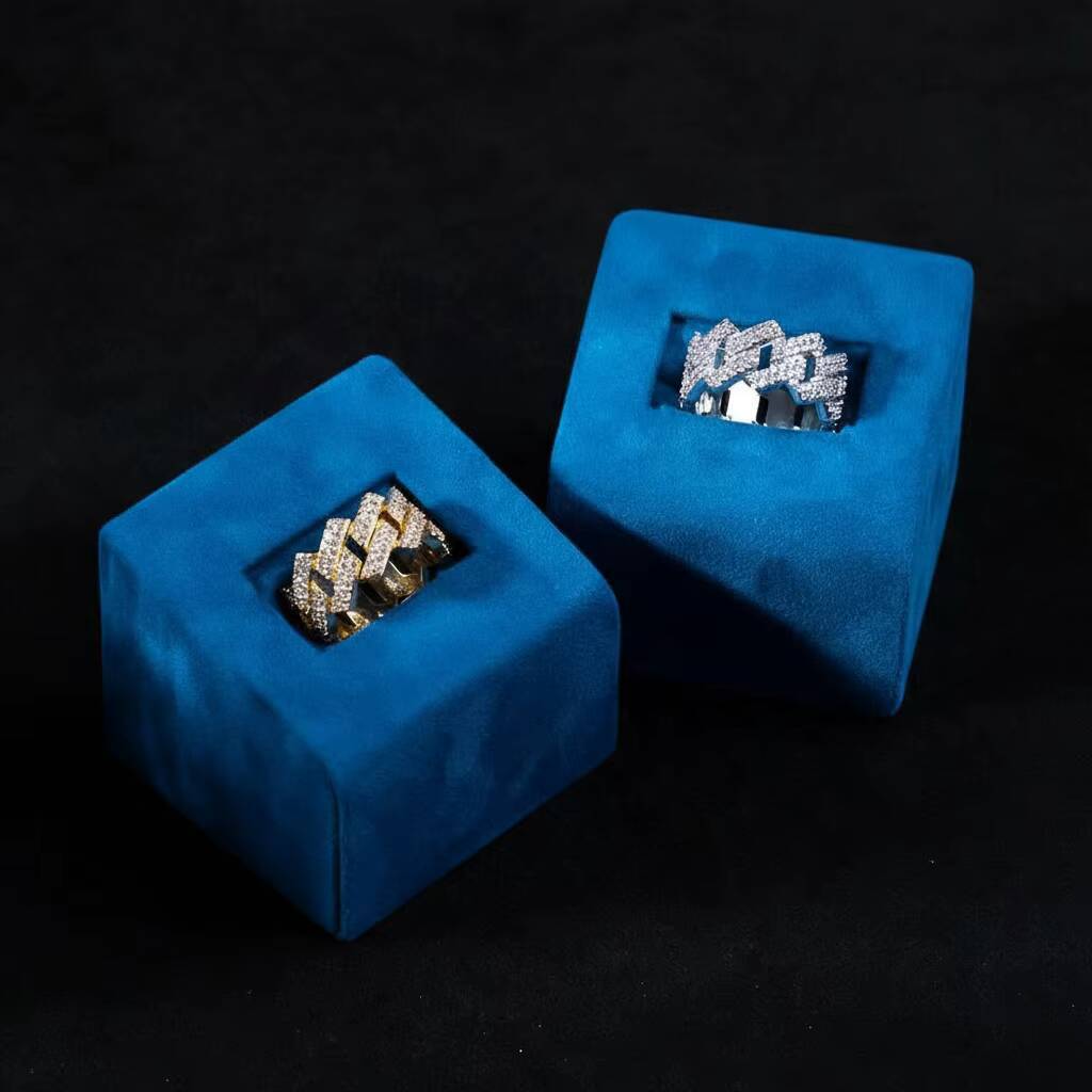 Custom Jewelry Hip Hop Solid 9K 10K 14K 18K Gold IGI VS VVS Lab Grown Diamond Iced Out 2 Rows Cuban Eternity Band Ring for Men