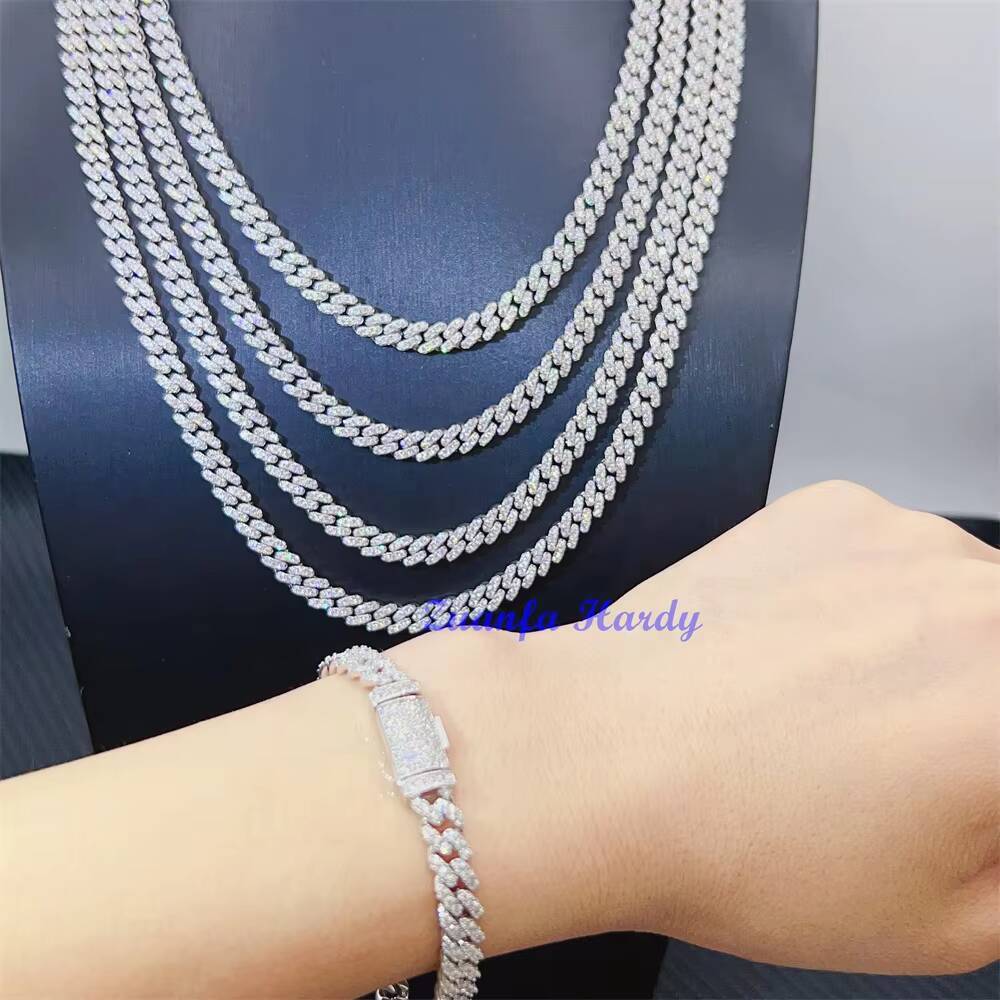 Hot Selling 6mm Necklace Silver Wholesale Price Iced Out Vvs Moissanite Diamond 925 Jewelry Hip Hop Cuban Link Chain Br