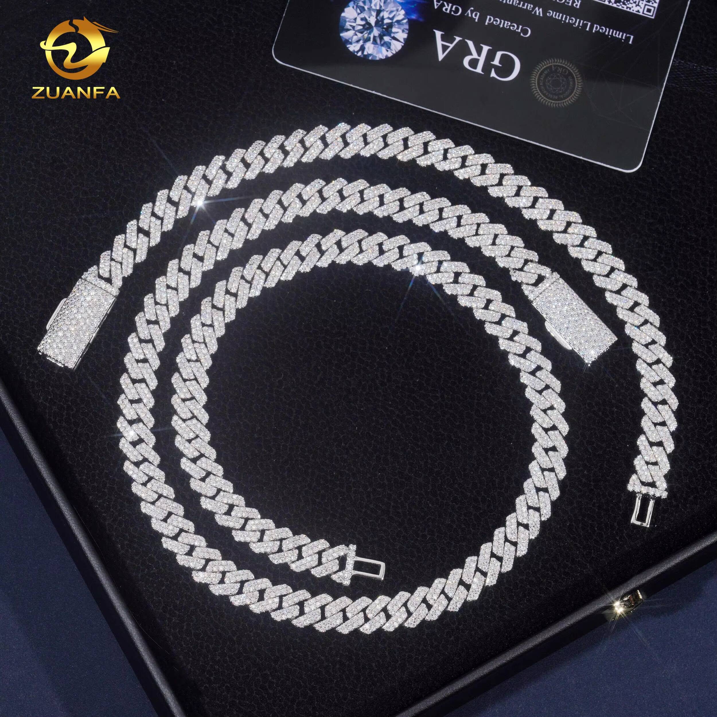 8mm Hip Hop Custom Jewelry VVS Moissanite Cuban Link Chain Necklace 925 Sterling Sliver Diamond Iced Out Necklace Bracelet