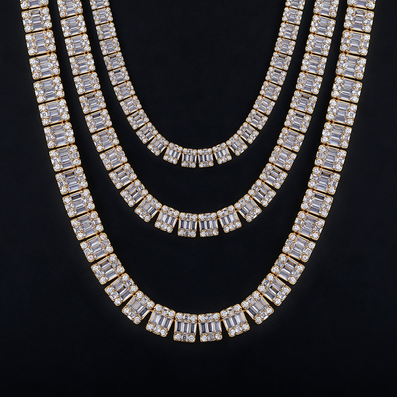 Wholesale Drop Shipping High Quality Large Cluster Moissanite Women Men Tennis Neck Chain Necklace