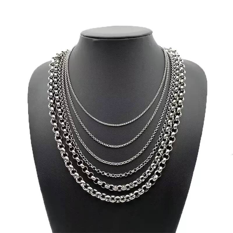 Wholesale Mens Silver Round Chain Necklace in 3mm Men Stainless Steel Necklaces Welded for custom jewelry manufacturing