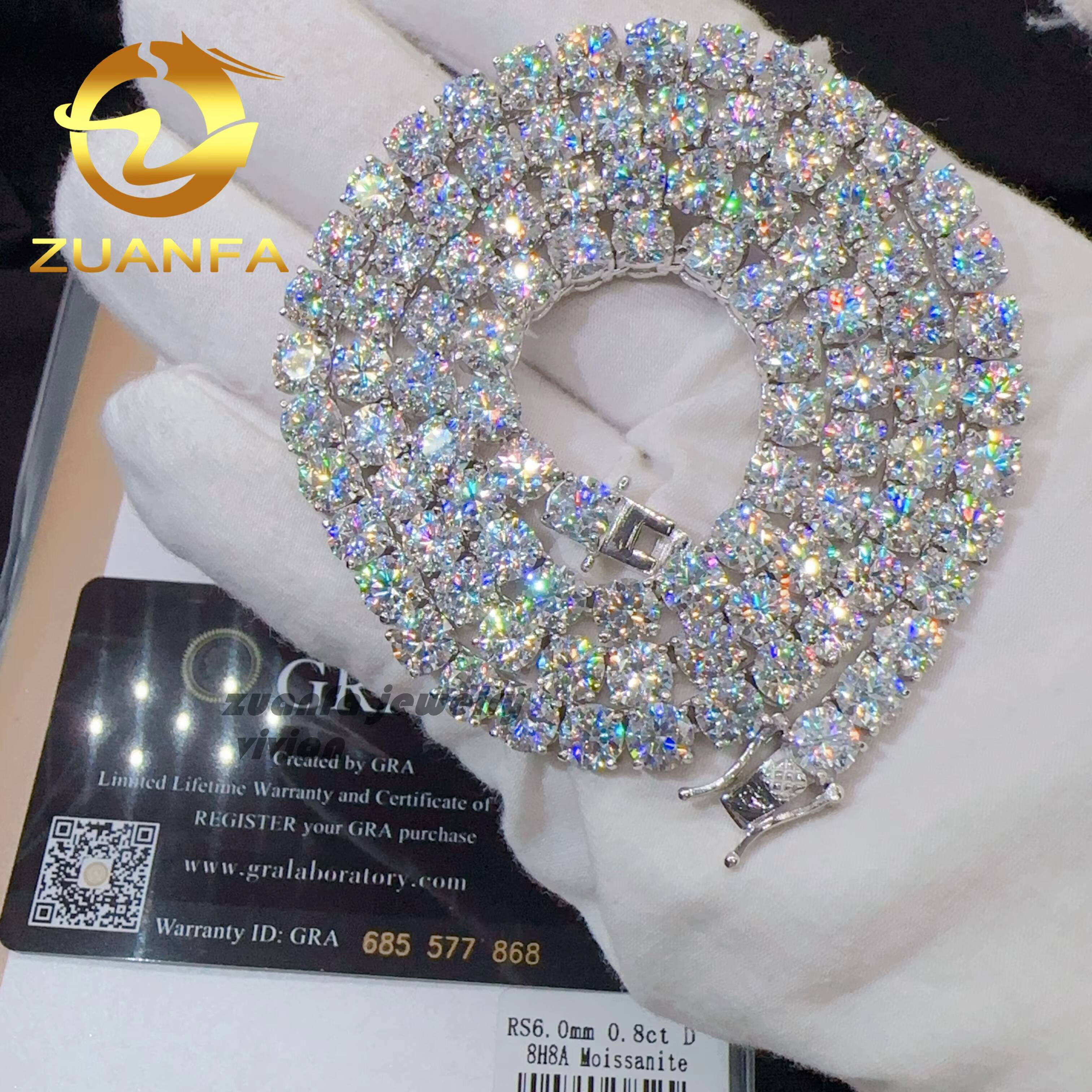 Pass Diamond Tester 18k Gold Plated 925 Silver Tennis Necklace Vvs Moissanite Tennis Chain