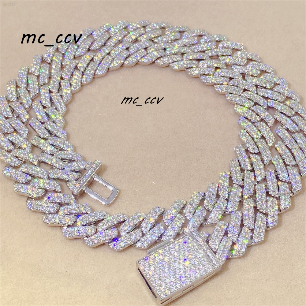 Hip Hop Jewelry Iced Out 20 Cuban Necklace Bracelet Sterling Silver Moissanite 12mm Cuban Link Chain