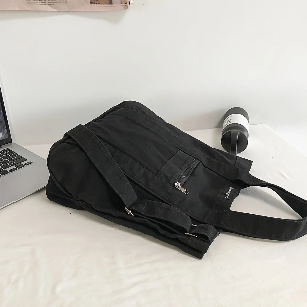 Retro Day Canvas Bag Diagonal Span Mens Leisure Handbag Personality Fashion Solid Color Shoulder Bag 250905