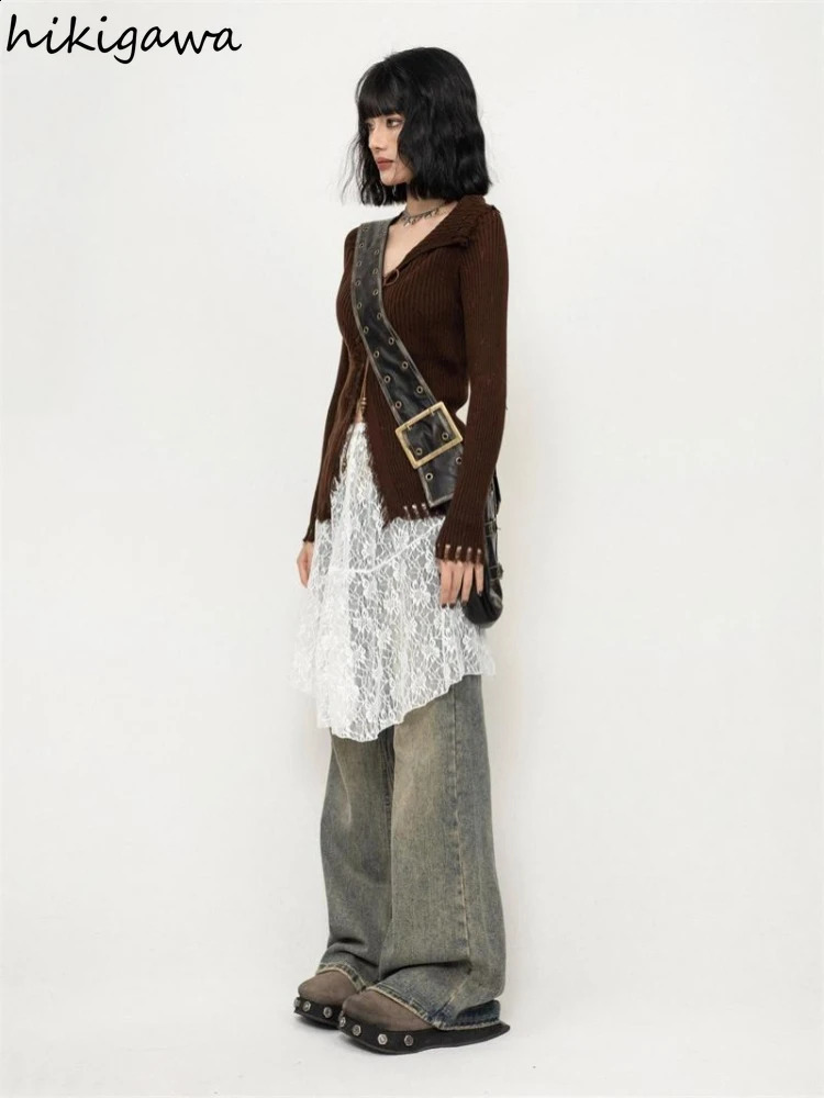 Faldas Mujer De Moda Lace Sexy Women Skirt Fashion Summer Jupe Loose Irregular Aline Saia See Throught Sweet Y2k Skirts 250905