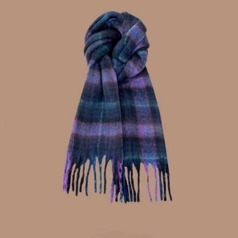 New Brand Ins Stripted Imitation Cashmere Warm Womens Scarf Autumn Winter Mohair Retro Tassel Thickened Thermal Muffler FemaleXJ250905