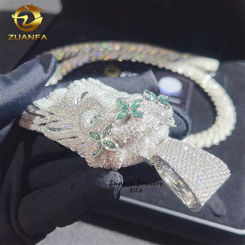 Hot Selling Hip Hop Blue Green Diamond 3D Custom 25 Tall Iced Out Silver Moissanite Jesus Pendant