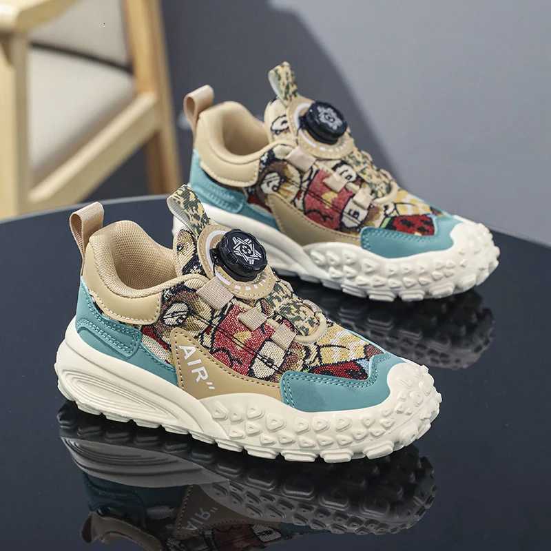 New Canvas NonSlip Sports Shoes Students Breathable Shock Absorbent Boys Shoes Springback Rotary Button Running Shoes Z250905