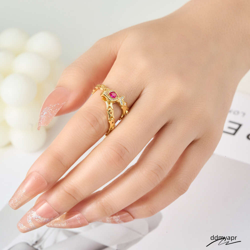 Dhcollections Adjustable Vintage Snake Bone Joint Retro Ddmydec Dragon Claw Style Open Ring With Red Gemstone For Women Statement Punk Gothic Jeweller