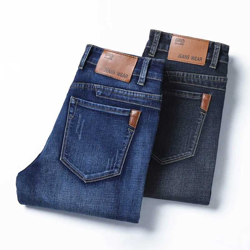 2024 Spring Autumn Mens Blue Classics Straight Loose Jeans Business Casual Cotton Stretch Denim Pants Male Brand Black Pants W250905