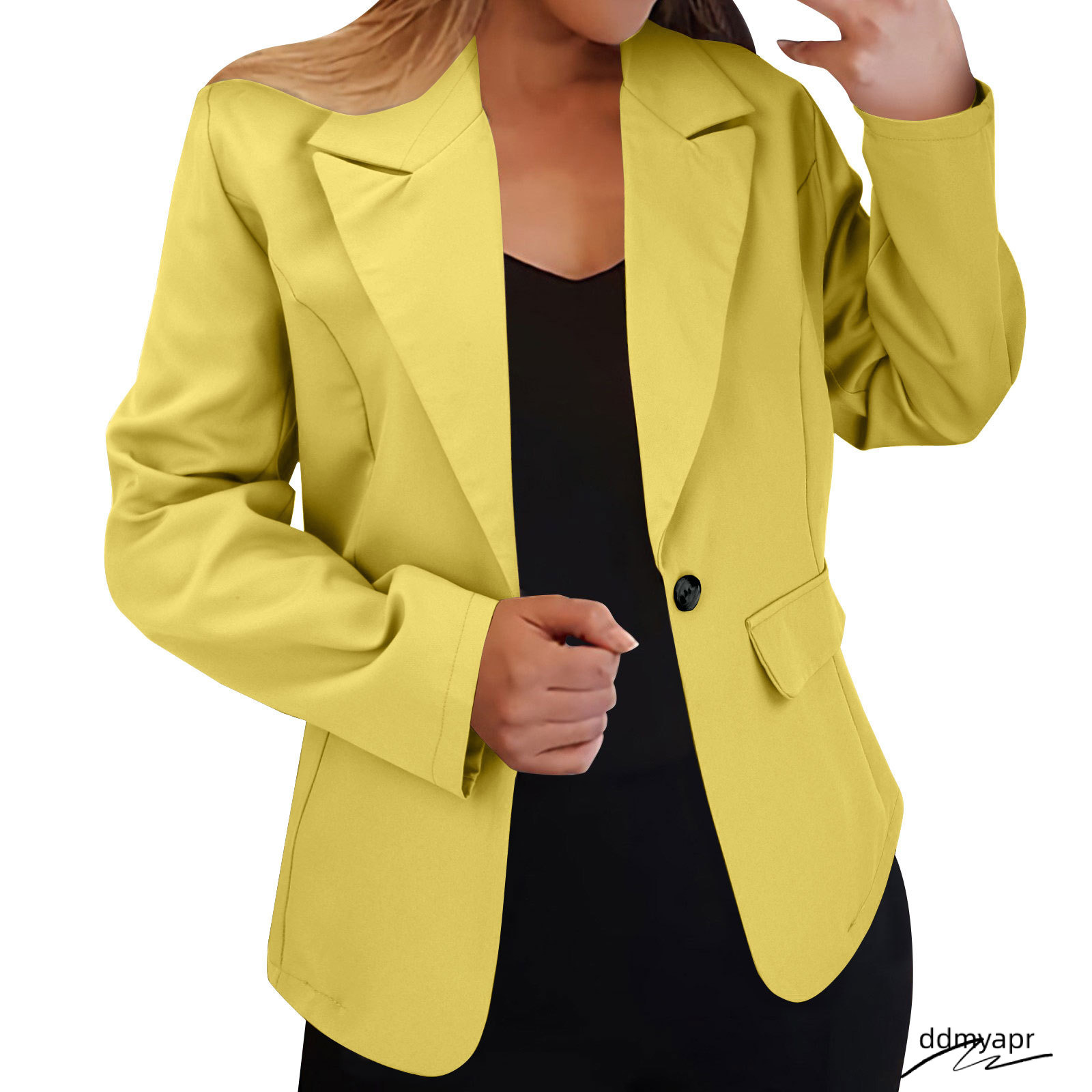 Women's Suits Office Elegant Blazer For Women Ddmydec 2025 Autumn Casual Solid Long Sleeve A Buckle Pocket Slim In Outerwears Mujer Ddmydec Ddmyd