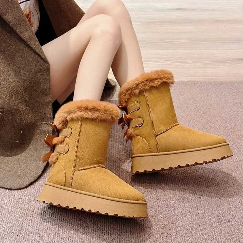 Womens Snow Boots 2024 Winter New Fashion Plush Platform Shoes Outdoor Warm Boots Women Shoes Bota Camurca Cano Longo L250905