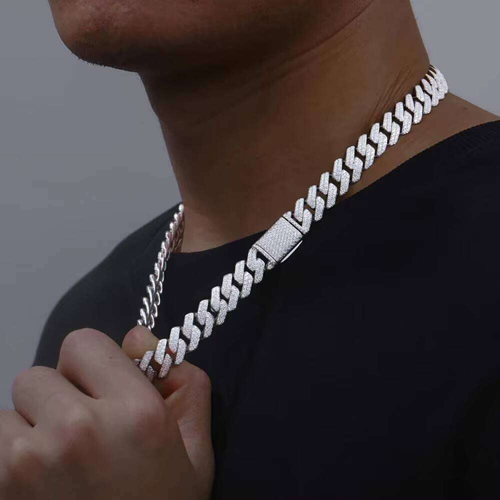 Colorless Moissanite Round Cut Cuban Chain for Men Stylish Hip Hop Bracelet & Bangle