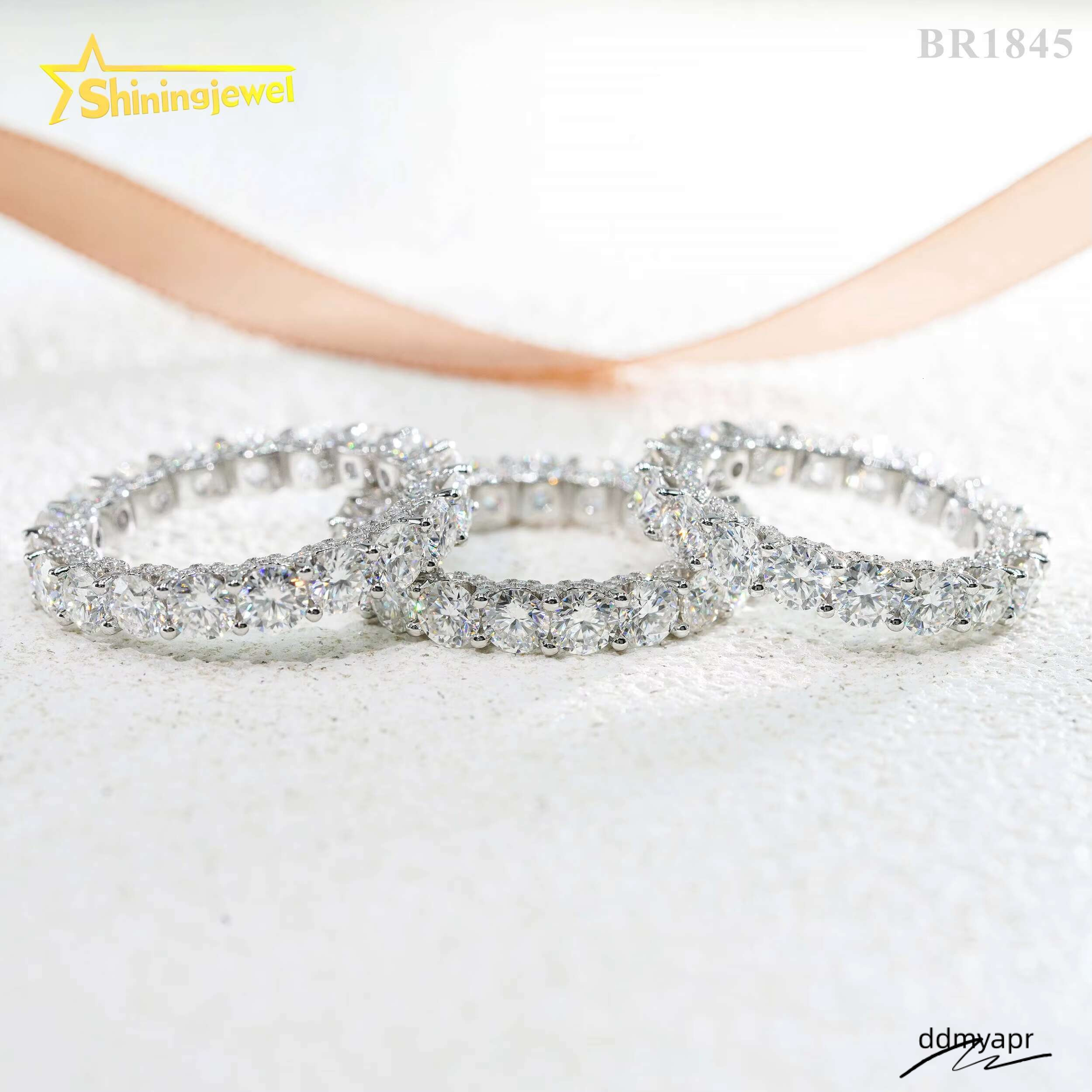 Moissanite ddmyday Eternity In Sterling Sier - Iced Out Wedding Band For Women, High Quality VVS Gemstone Ring ddmyday ddmyday ddmyday