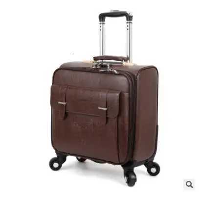 18 Inch Men Spinner suitcase PU business carry on Luggage trolley Suitcase Travel Rolling baggage On Wheels Wheeled Suitcase Z250905