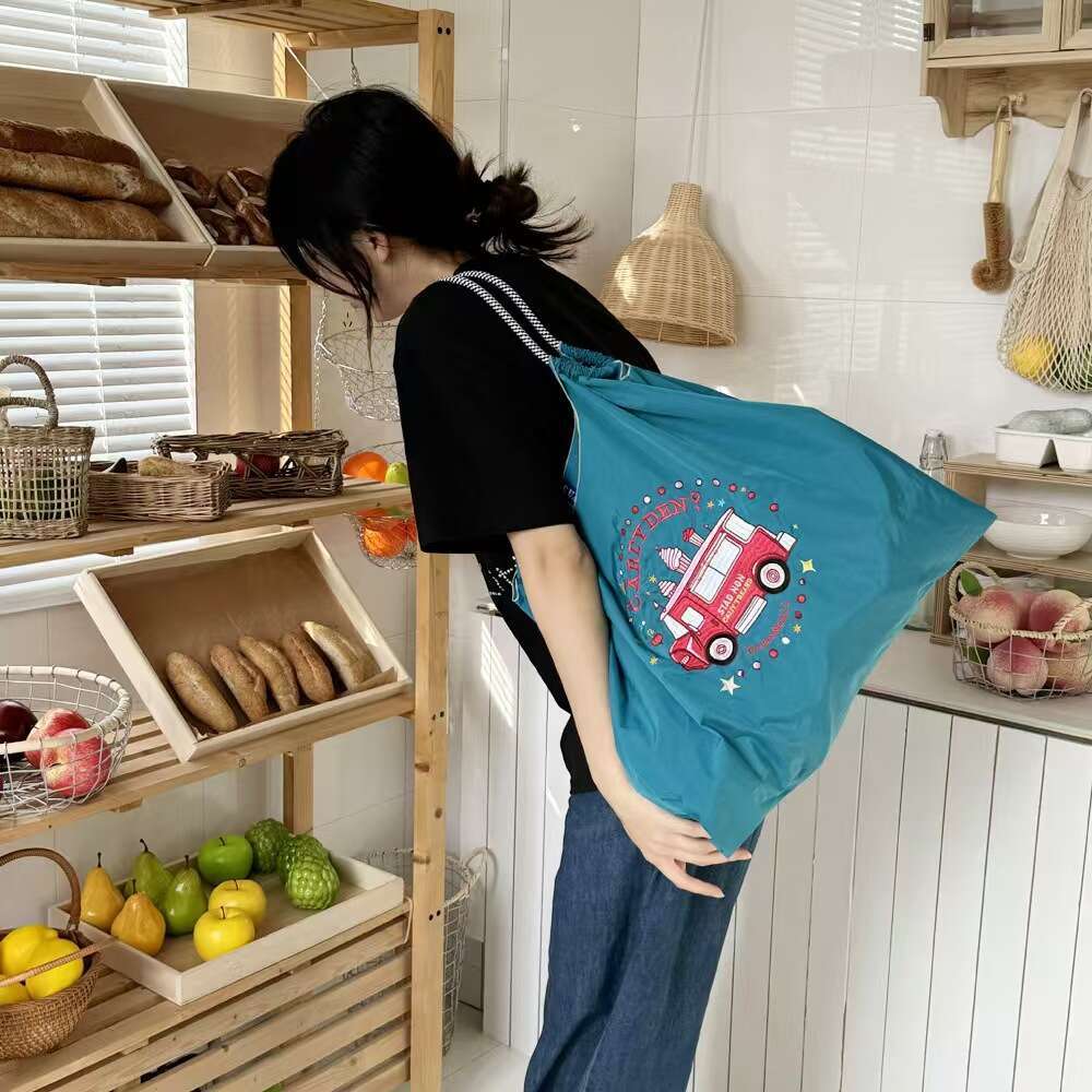 2025 New Ballchain Nylon Shopping Women's Handbag Embroidered Single Shoulder Crossbody Bag