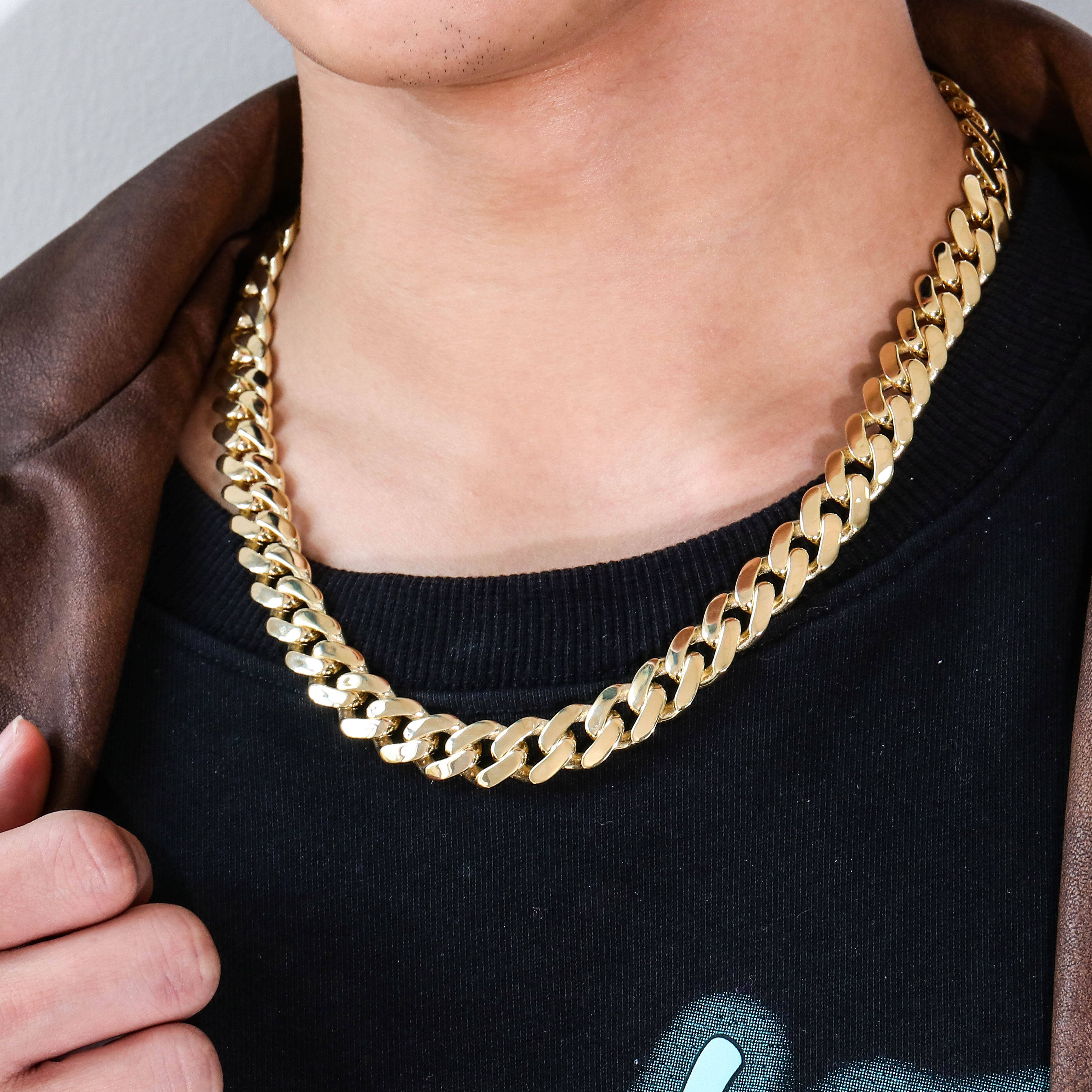 Sterling Silver 925 14k Solid Gold Cuban Link Chain Cuban Link Chain Hip Hop Jewelry Cuban Chain Necklace Moissanite Gold Link