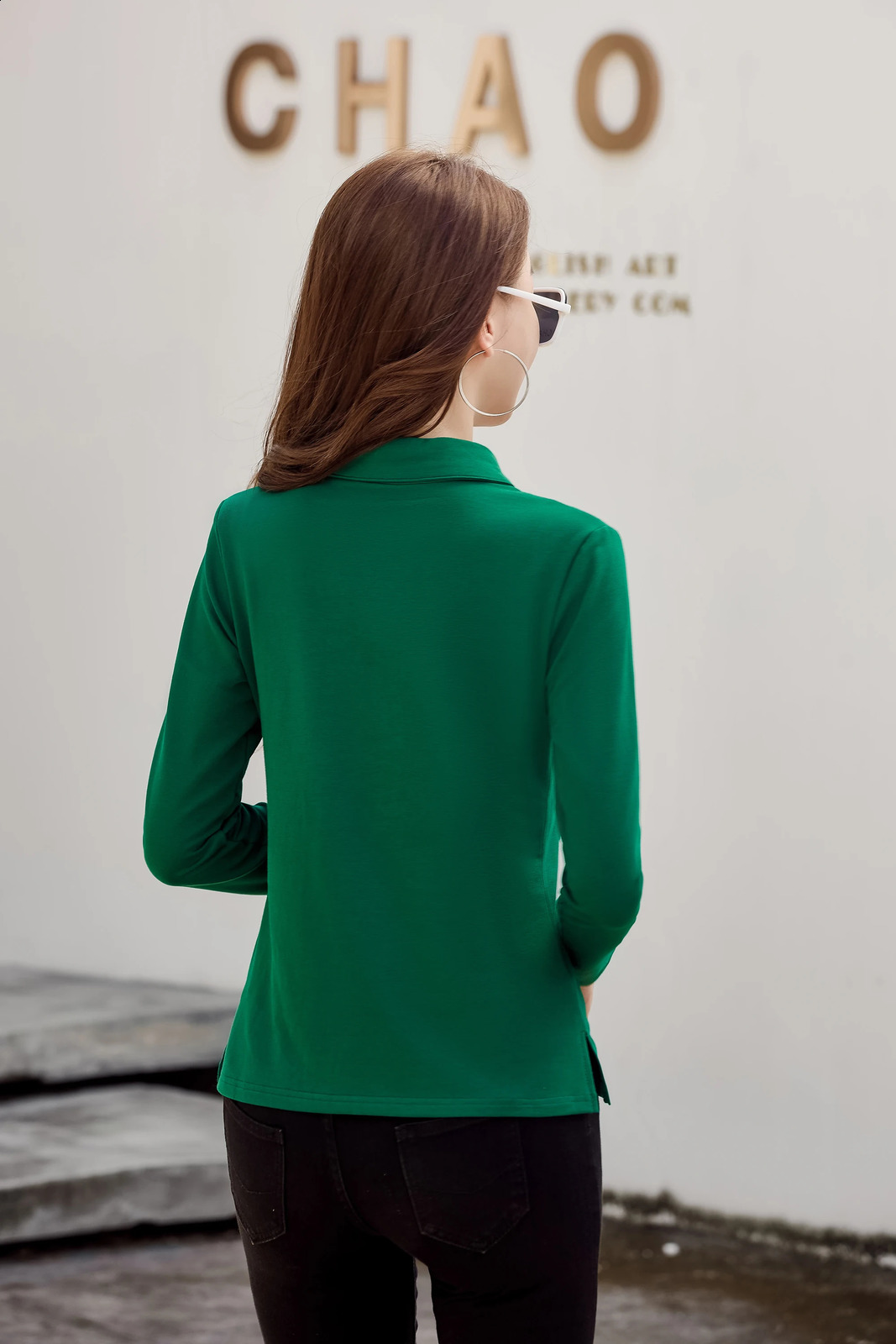 Korean Fashion Autumn Womens Polo Shirt Cotton Long Sleeve TShirt With Button Solid Candy Color Knit High Quality Women 250905