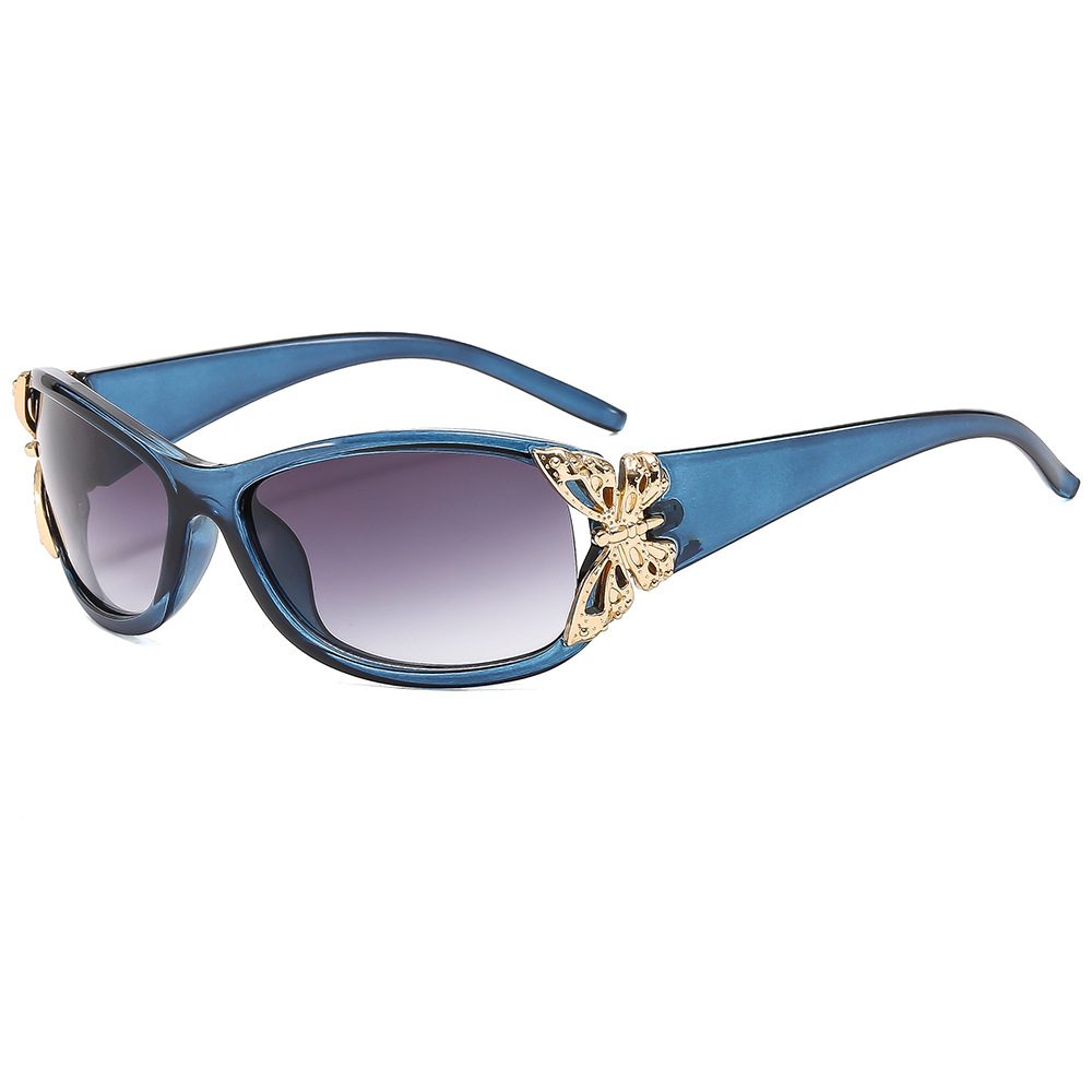 2025 New Wrap around Rectangular Stylish Sunglasses Unique Butterfly inspired Shades for Women a Versatile and Popular Choice