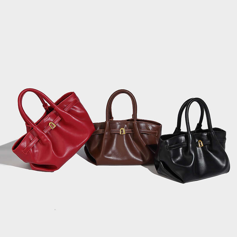 DHEssentials 2025 Winter Dumpling Bag, Minimalist Design, Small PU Crossbody, Underarm Handbag, Black/Red/Brown