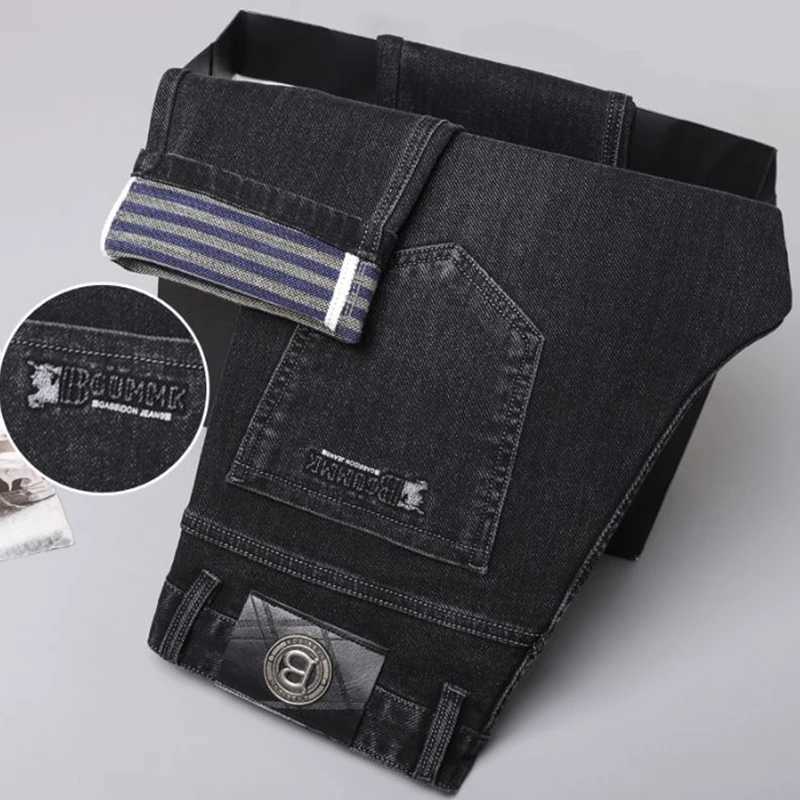 2025 New Stretch Jeans Mens Regular Classic Business Slim Trousers Black Blue Straight Male Brand Clothing Pants Size 2940 W250905