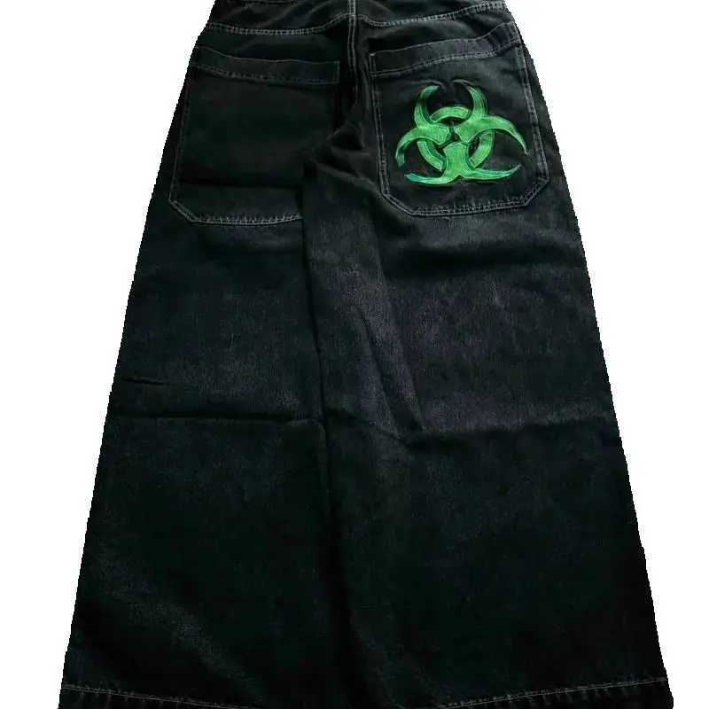 Gothic Harajuku Retro Streetwear Trousers Vintage High Street Baggy Y2K Jeans Women Hiphop Punk High Waist Wideleg Pants Men W250905