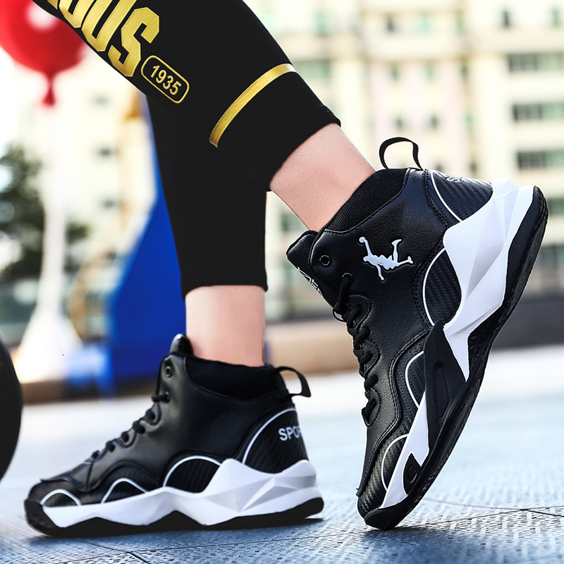 High-top Basketball Shoes Men Outdoor Sport Fitness training Non-slip Wear-resistant Waterproof Leather Sneakers