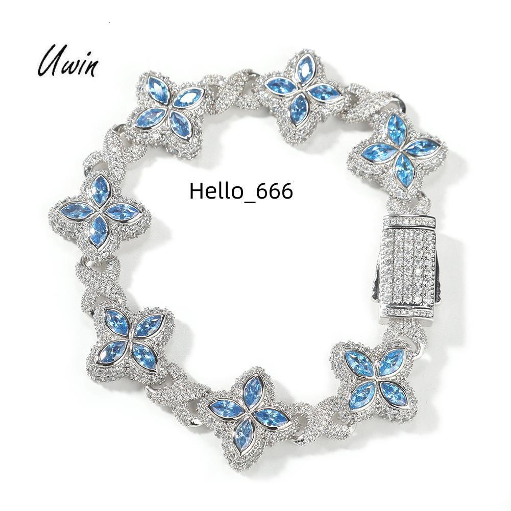 UWIN New Arrival Infinite Chain Bracelet with Blue CZ Clover and Flower Diamond Brass Jewelry for Anniversary