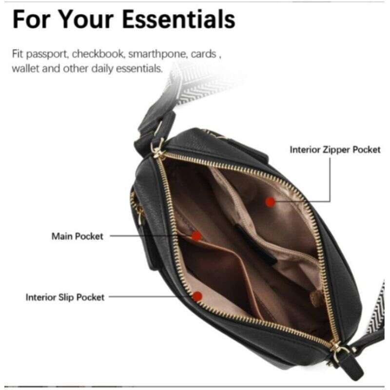 New Women's Small Crossbody Three Zippers Phone Leather Handbag With Colorful Strap Shoulder Bag