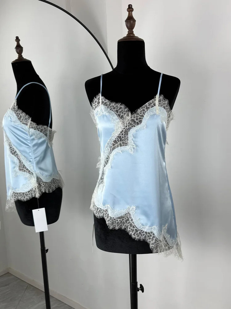 Tossy Lace Printed VNeck Camisole Female Patchwork Backless Sexy Summer Fashion Cropped Y2k Top Womens Tank Tee 250905