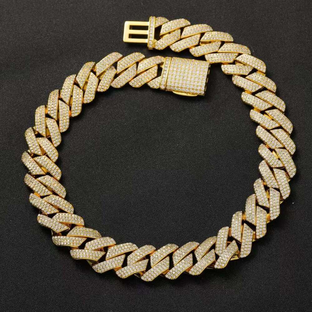 Handmade 10k Gold Moissanite Dia Studded Iced Cuban Link Chain Stylish 16mm Men's & Women's Hip Hop Necklace
